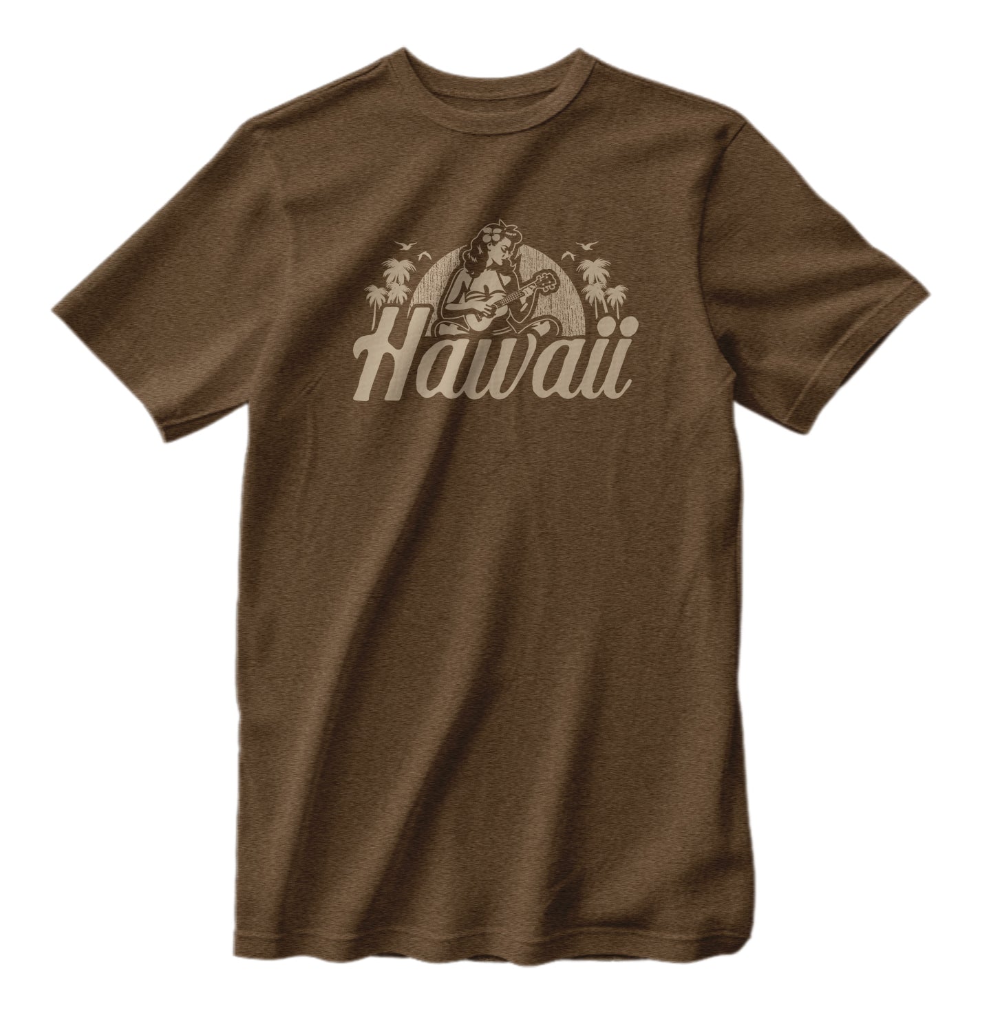 Classic Hawaii Hula Girl Ukulele Heather T-Shirt Bella Canvas