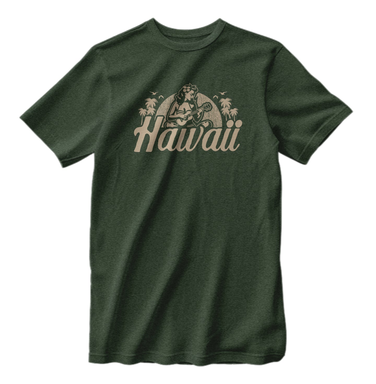 Classic Hawaii Hula Girl Ukulele Heather T-Shirt Bella Canvas