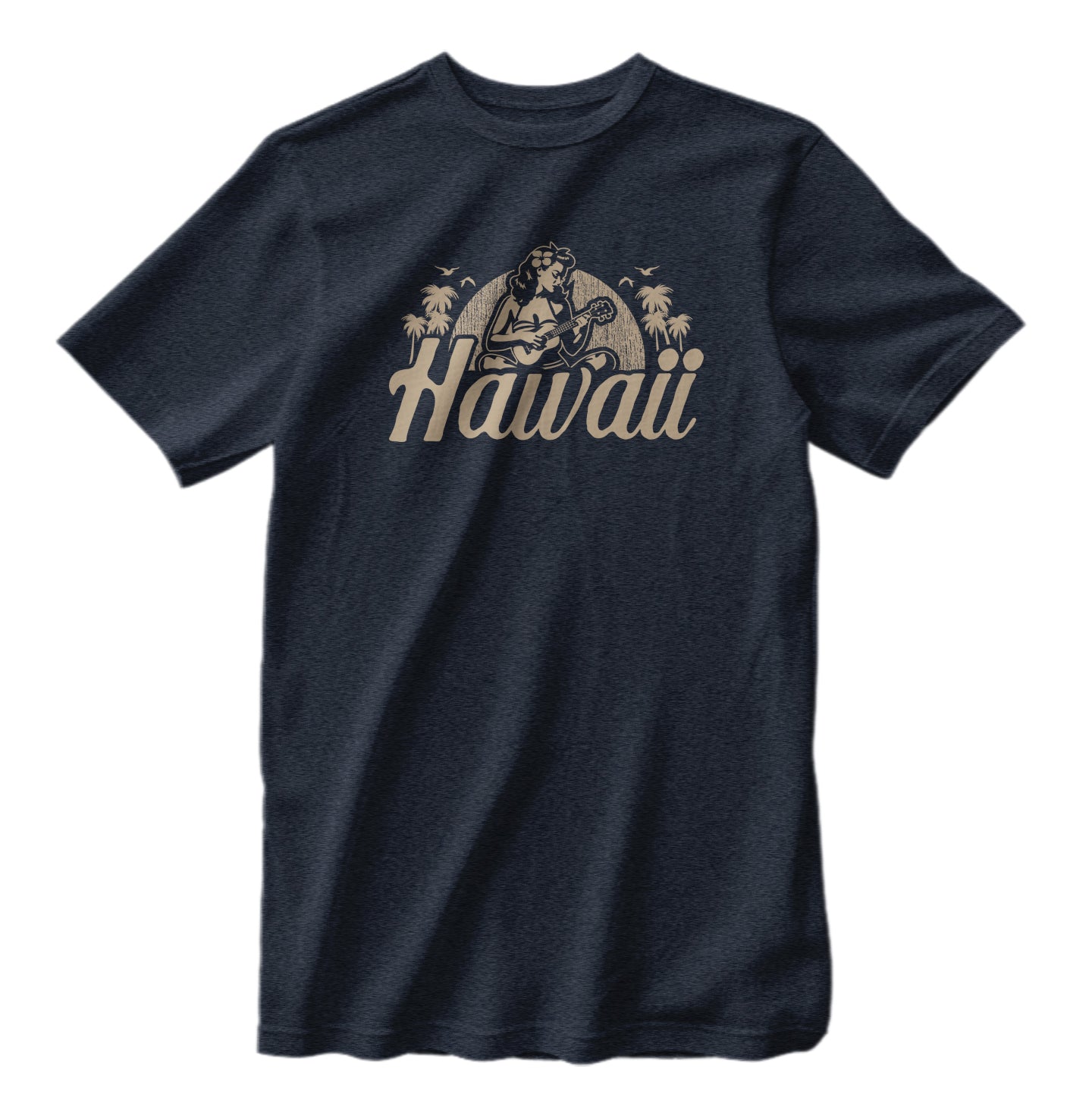 Classic Hawaii Hula Girl Ukulele Heather T-Shirt Bella Canvas