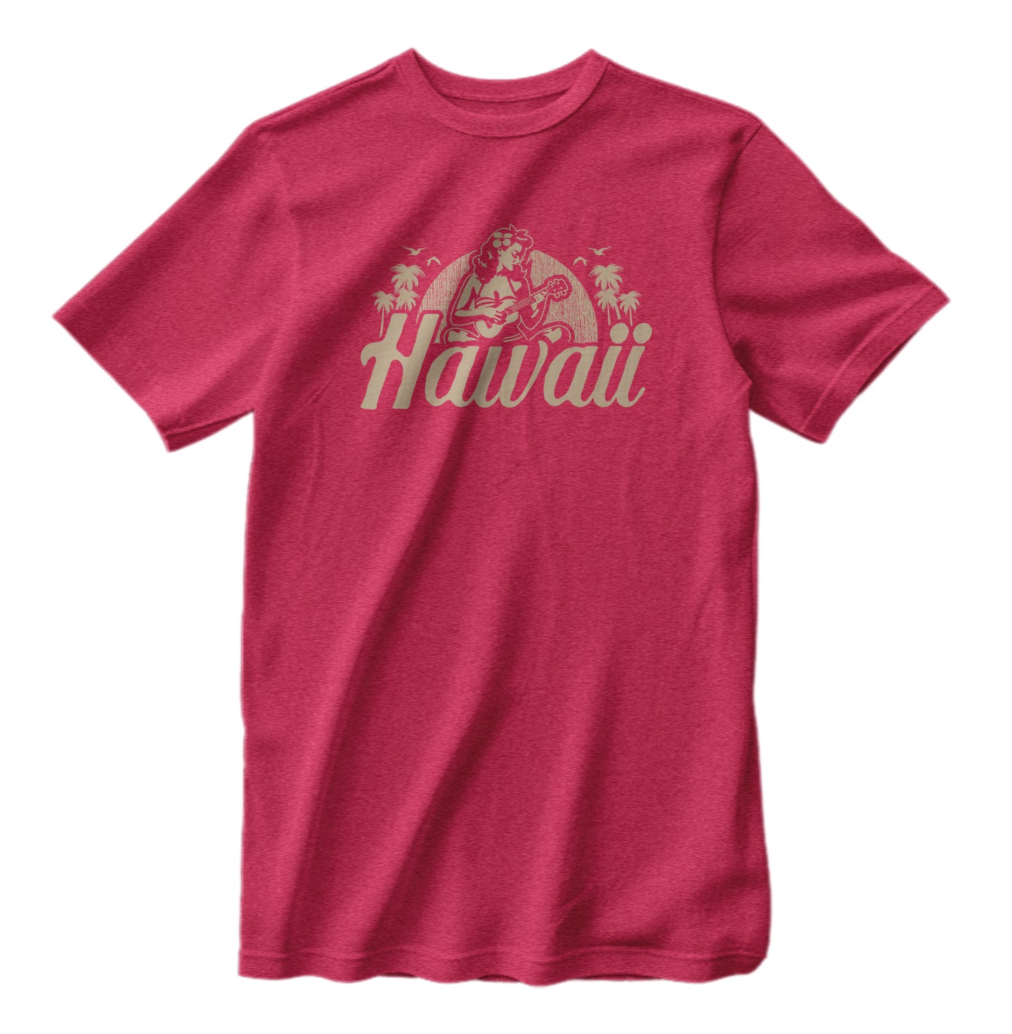 Classic Hawaii Hula Girl Ukulele Heather T-Shirt Bella Canvas