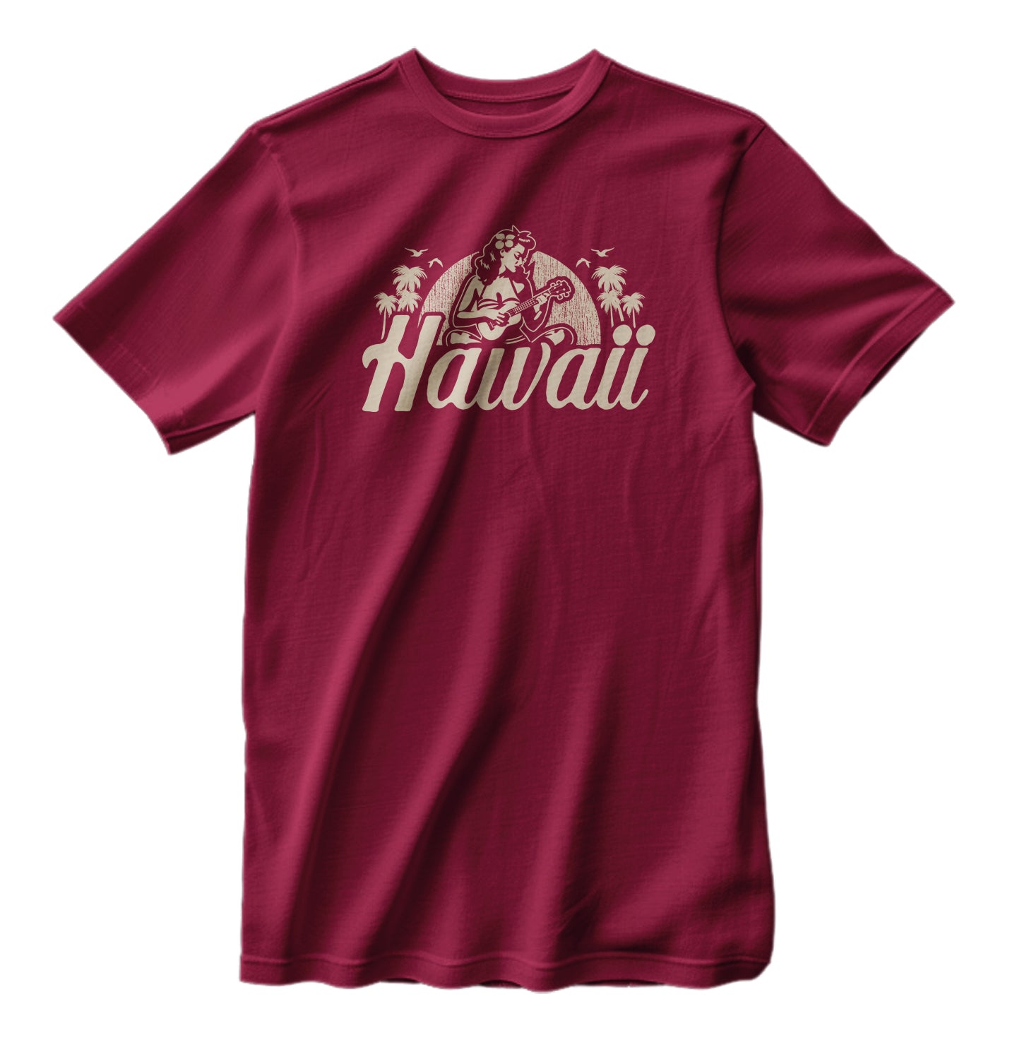 Classic Hawaii Hula Girl Ukulele Heather T-Shirt Bella Canvas