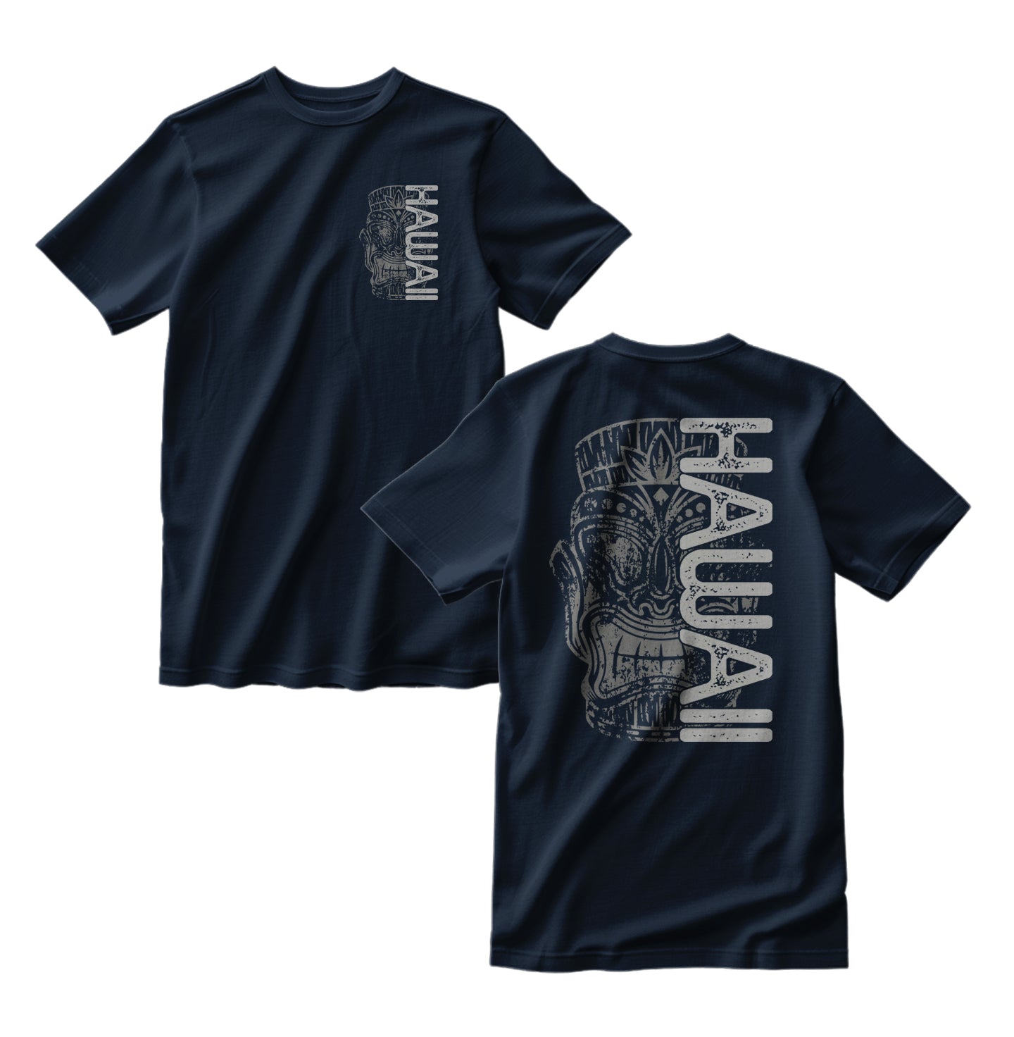 Hawaii Tiki T-Shirt Front/Back Graphics Distressed