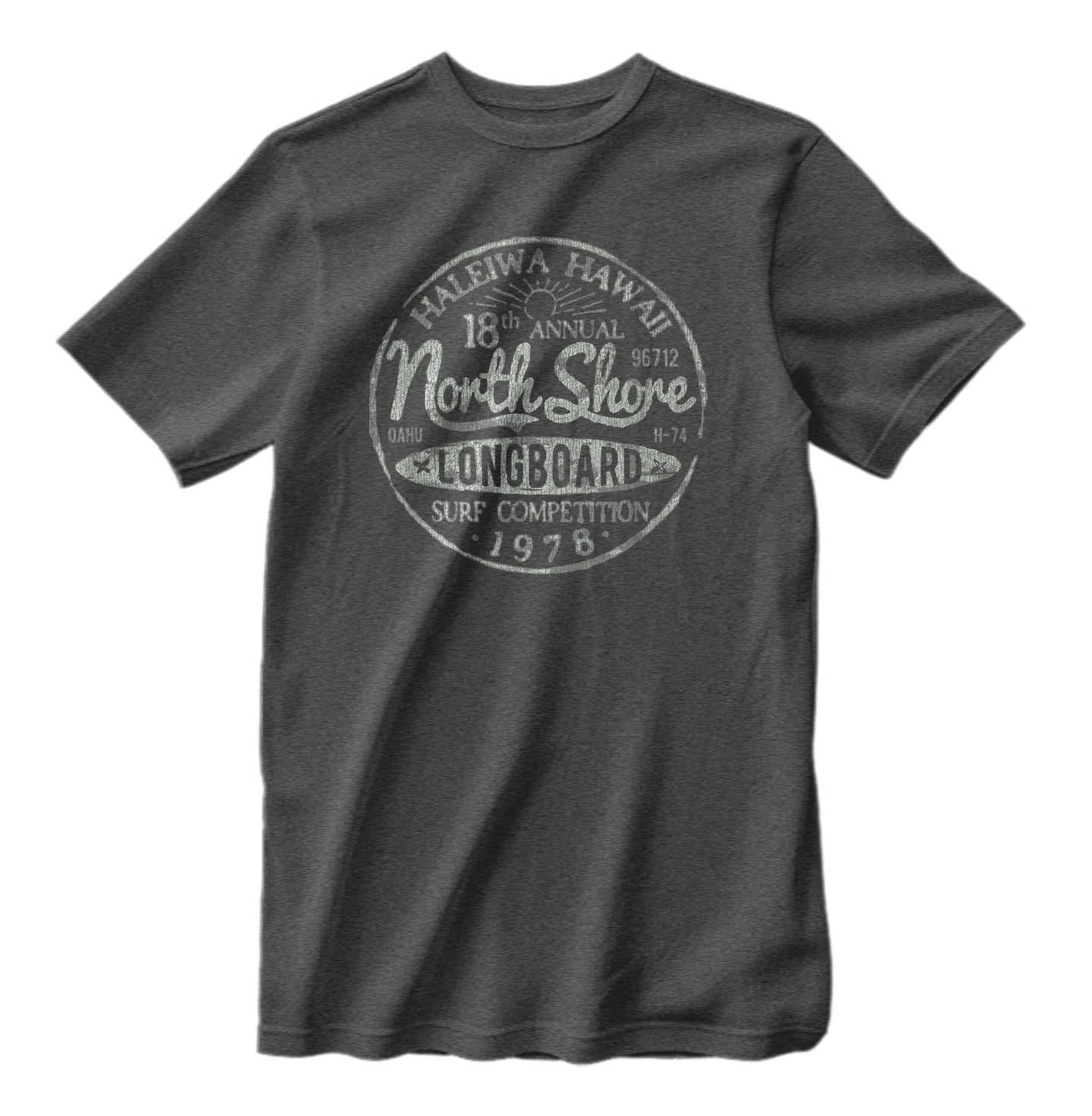 Vintage North Shore Longboard Surfing Competition Distressed T-Shirt