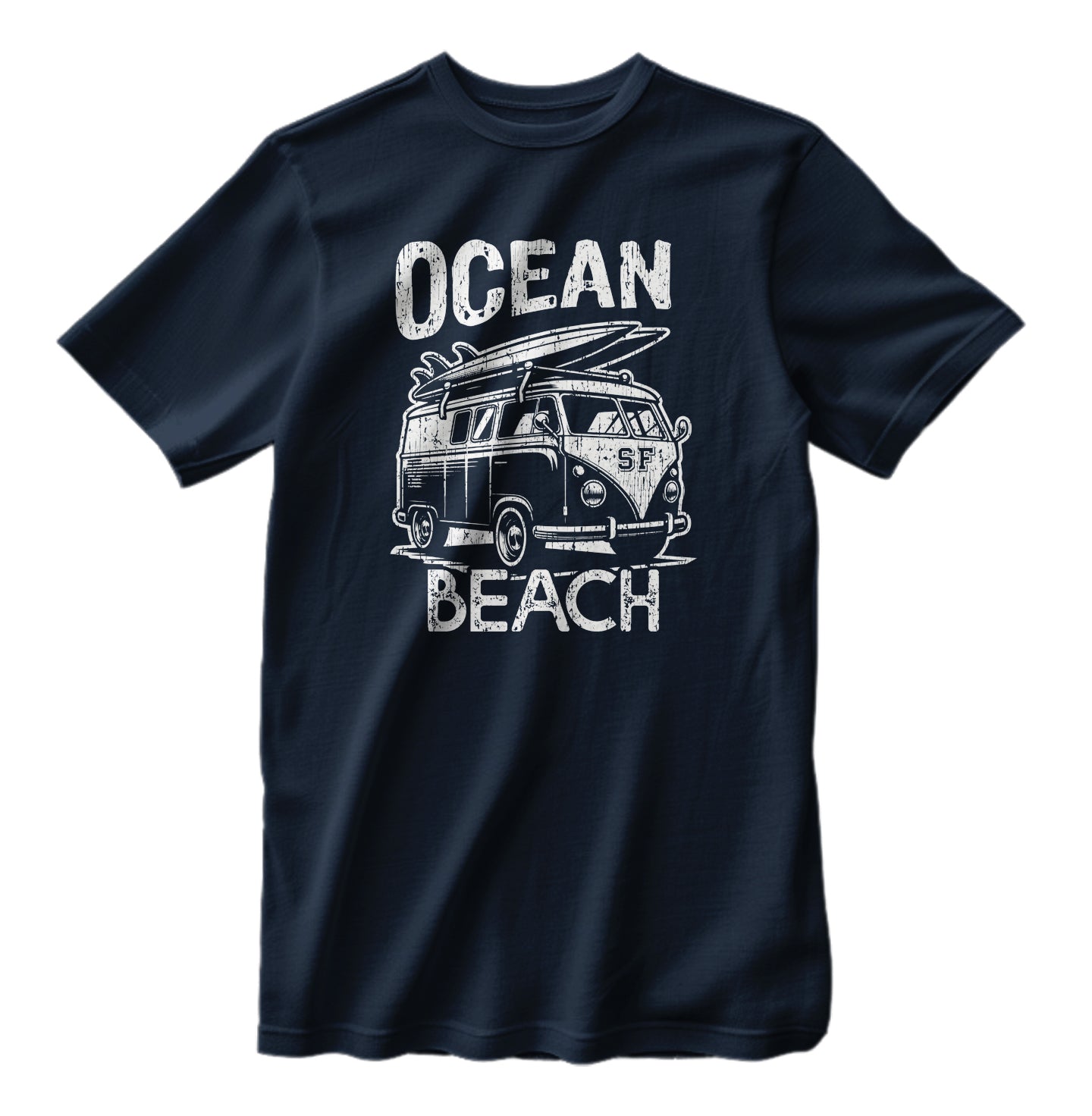 Vintage Ocean Beach San Francisco California Surfing Campervan Retro T-Shirt