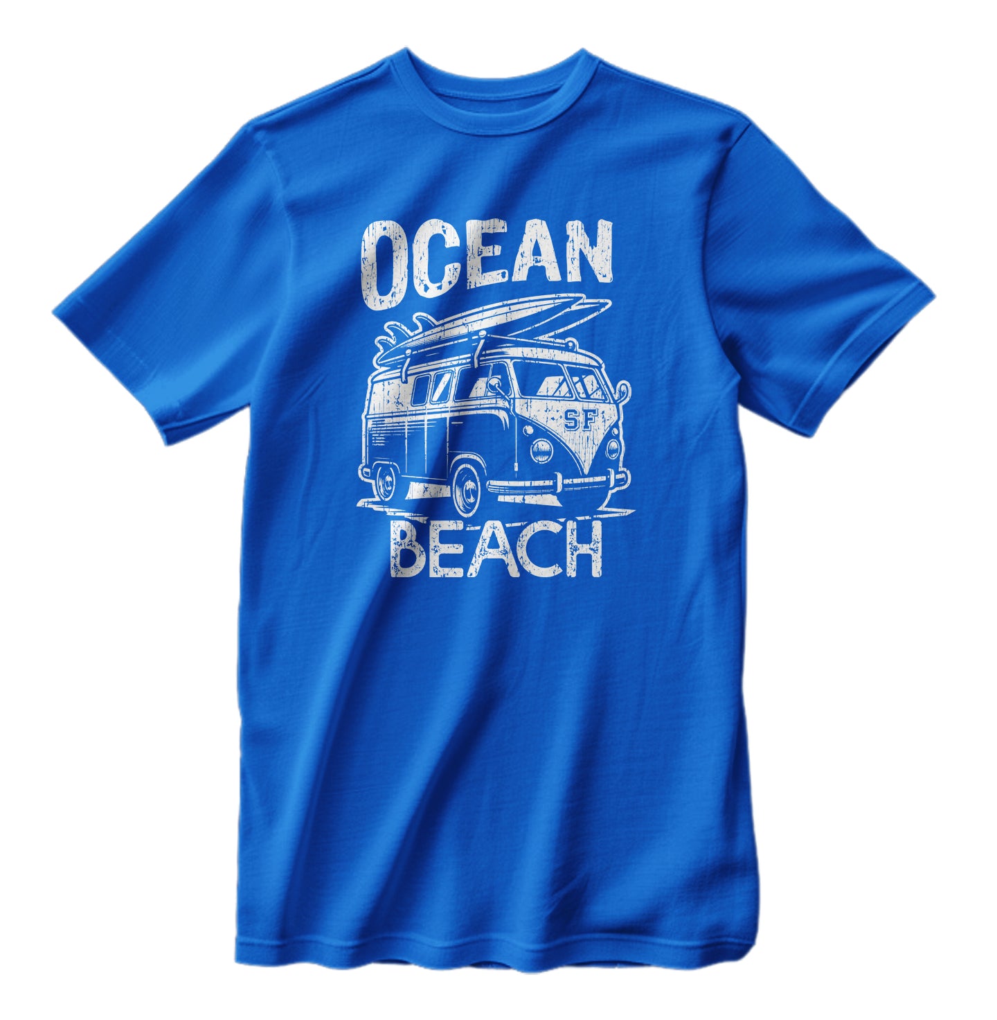 Vintage Ocean Beach San Francisco California Surfing Campervan Retro T-Shirt