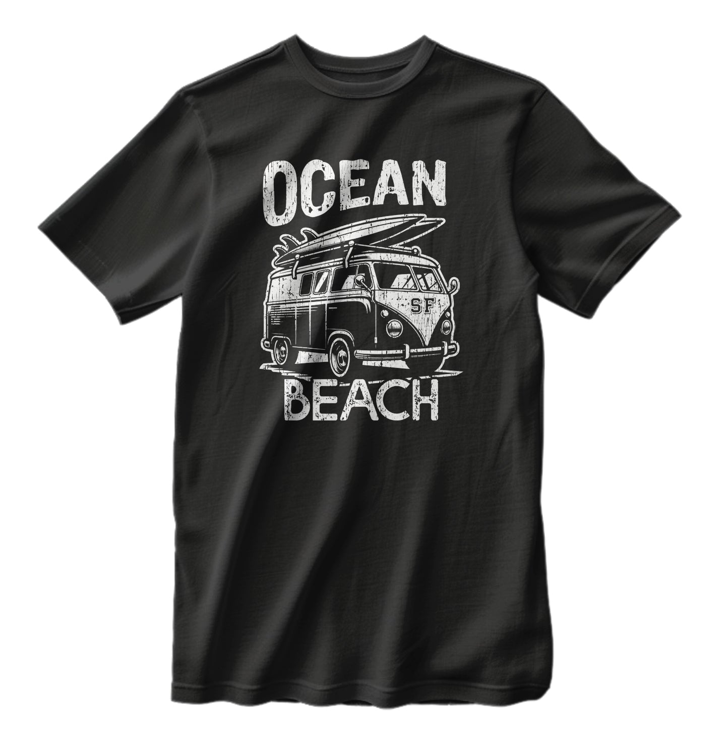 Vintage Ocean Beach San Francisco California Surfing Campervan Retro T-Shirt