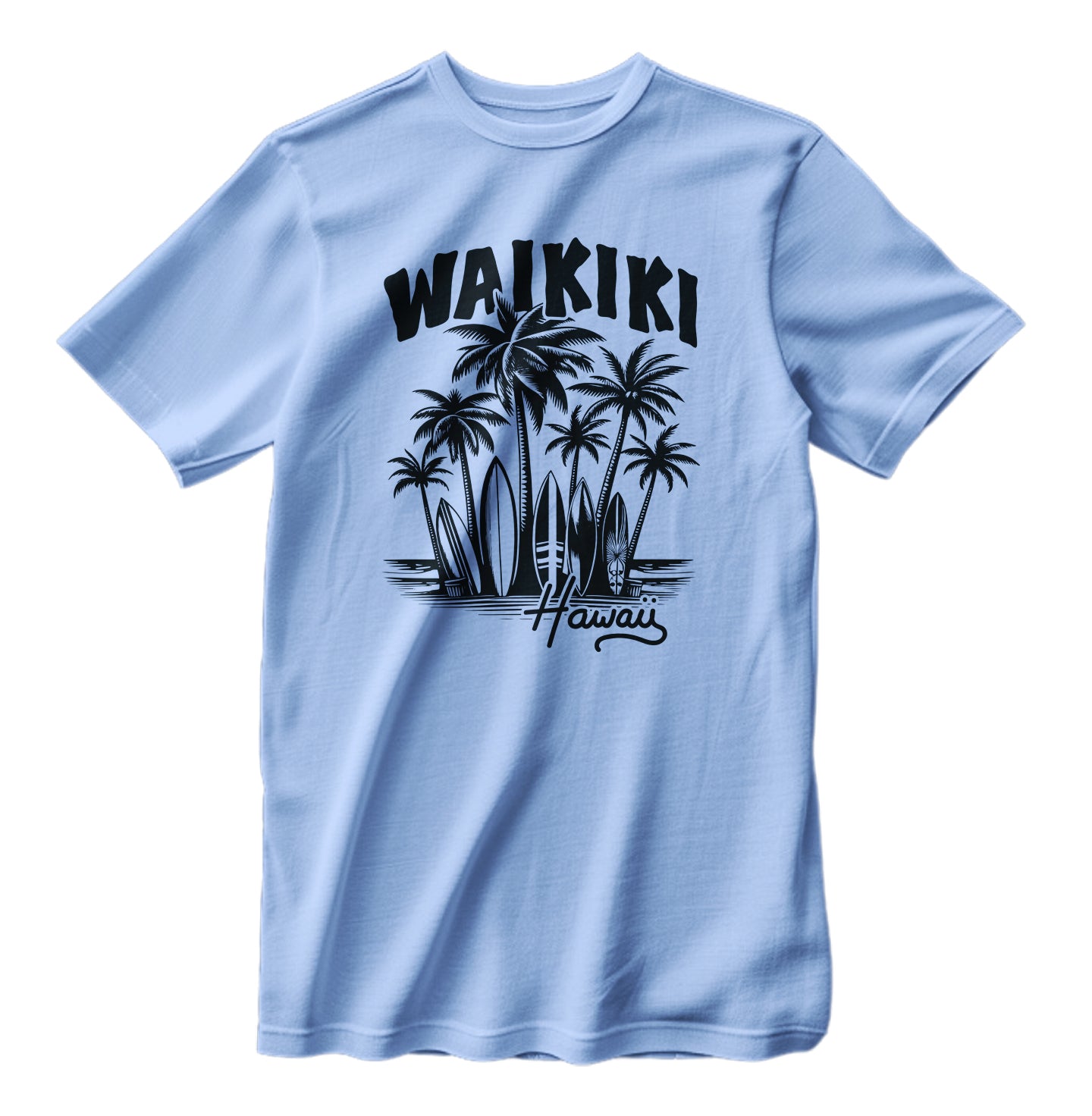 Waikiki Hawaii Retro Surfing Beach T-Shirt