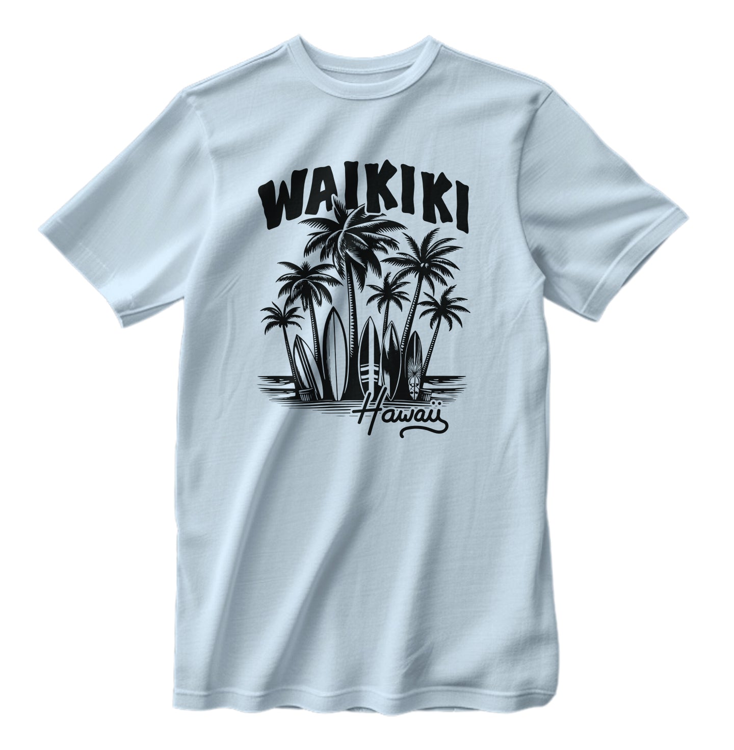 Waikiki Hawaii Retro Surfing Beach T-Shirt