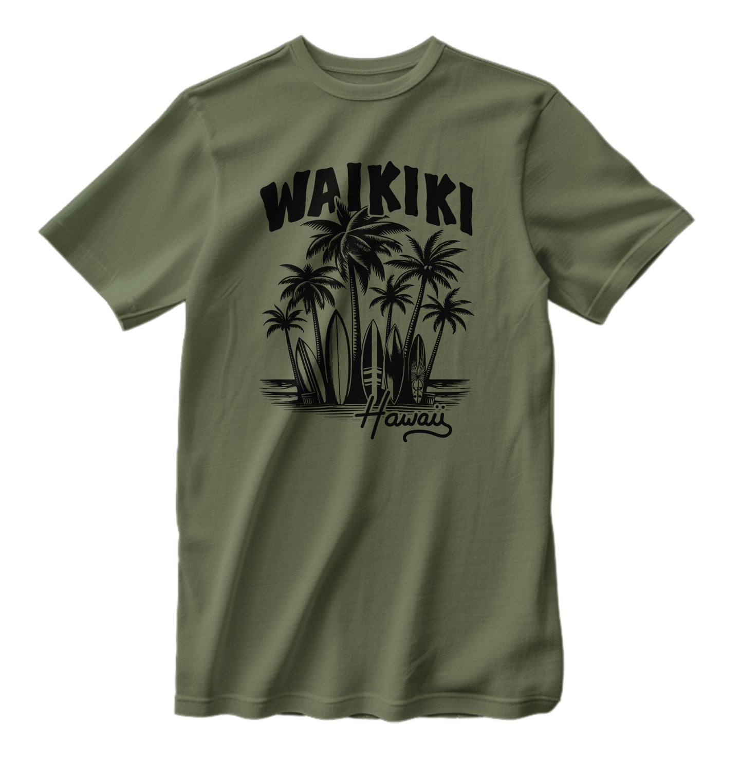 Waikiki Hawaii Retro Surfing Beach T-Shirt