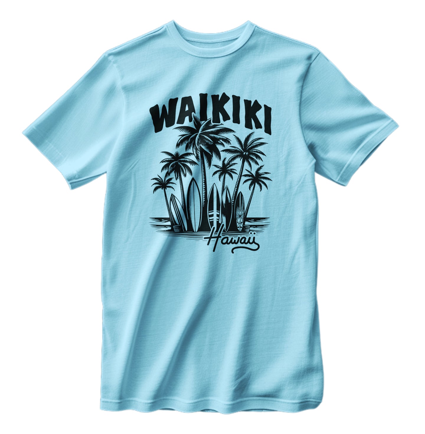 Waikiki Hawaii Retro Surfing Beach T-Shirt