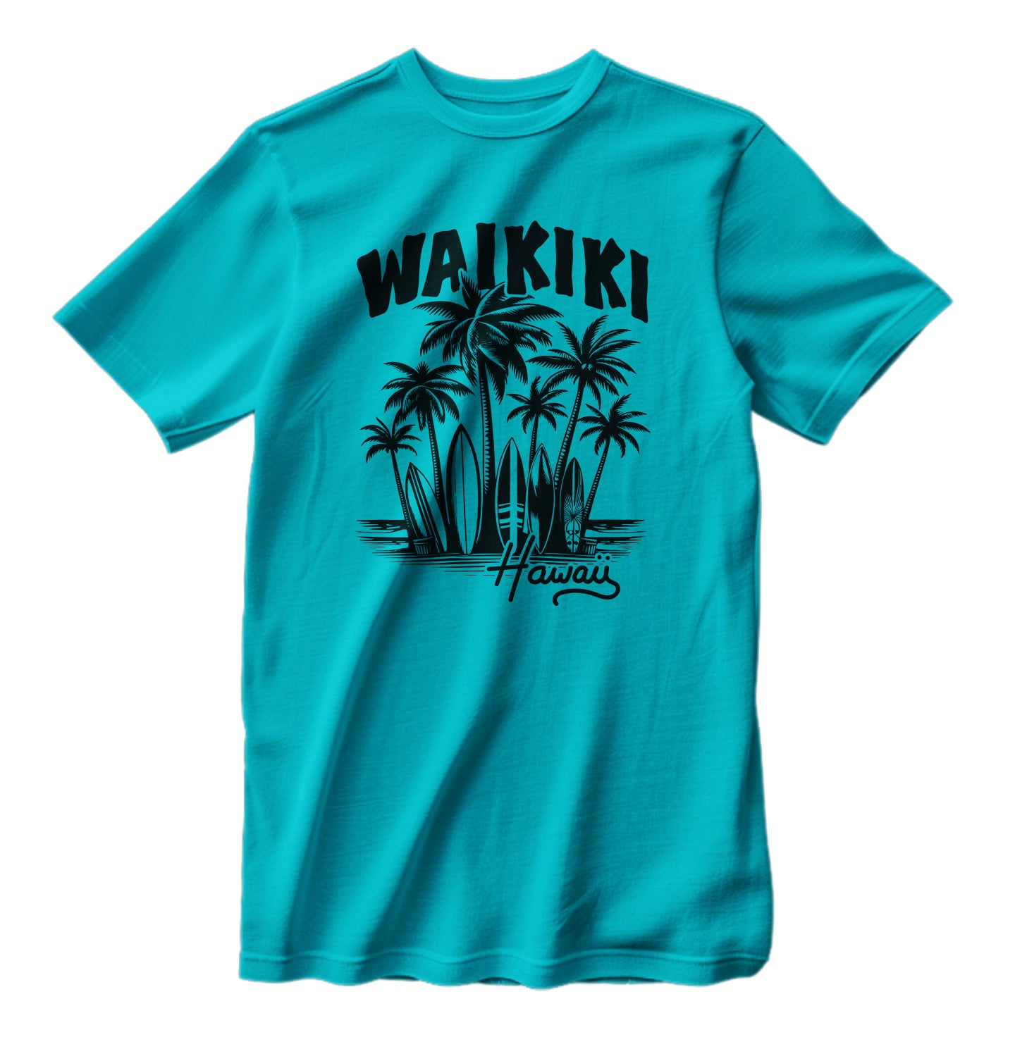 Waikiki Hawaii Retro Surfing Beach T-Shirt