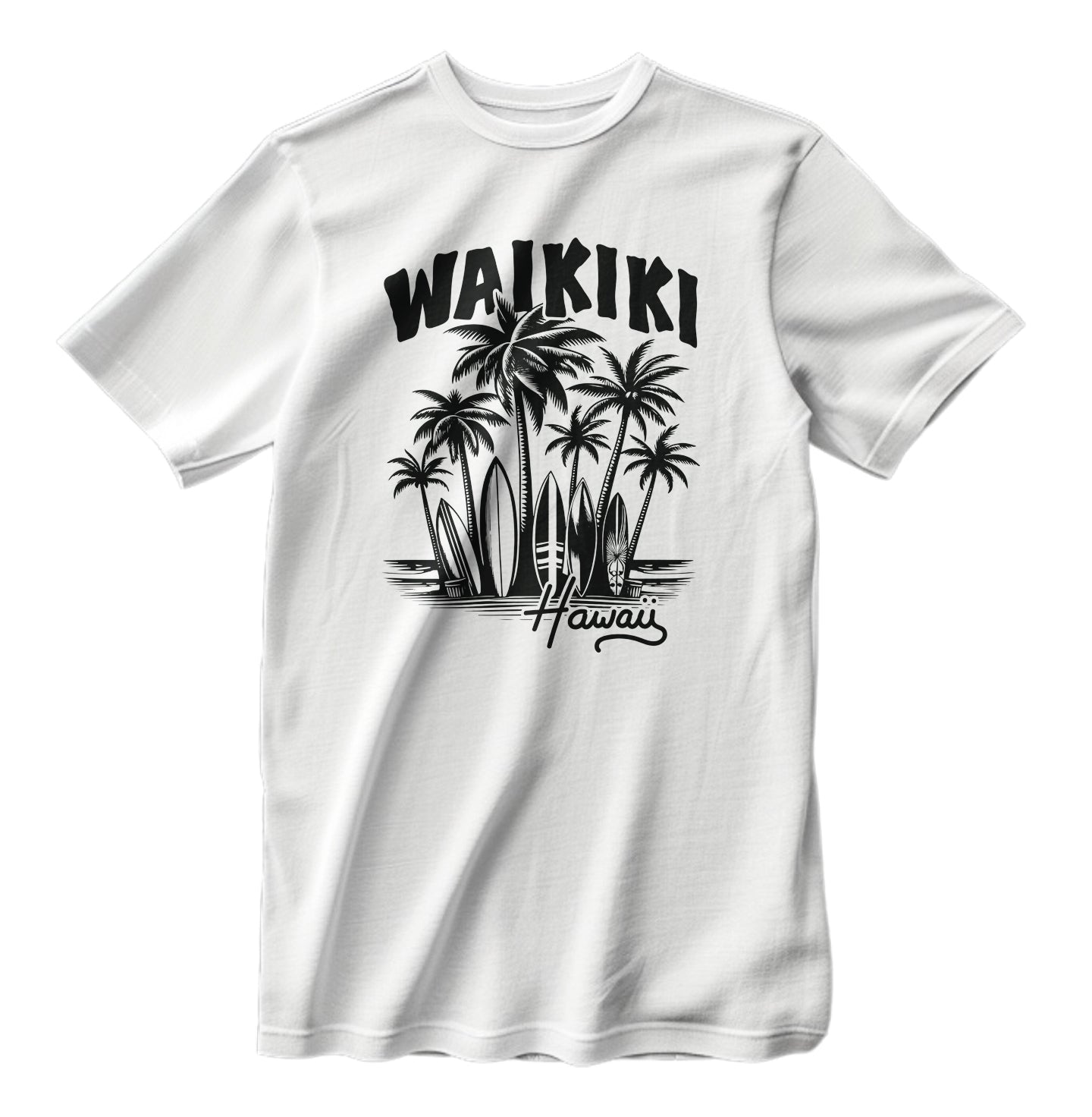 Waikiki Hawaii Retro Surfing Beach T-Shirt