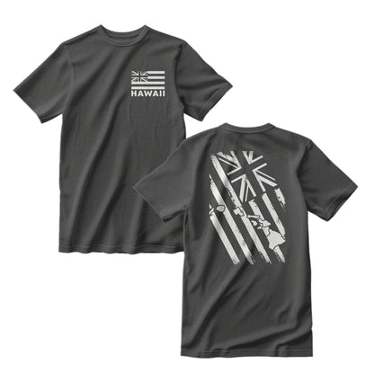 Hawaii Islands Distressed Flag Front/Back Graphic Print T-Shirt