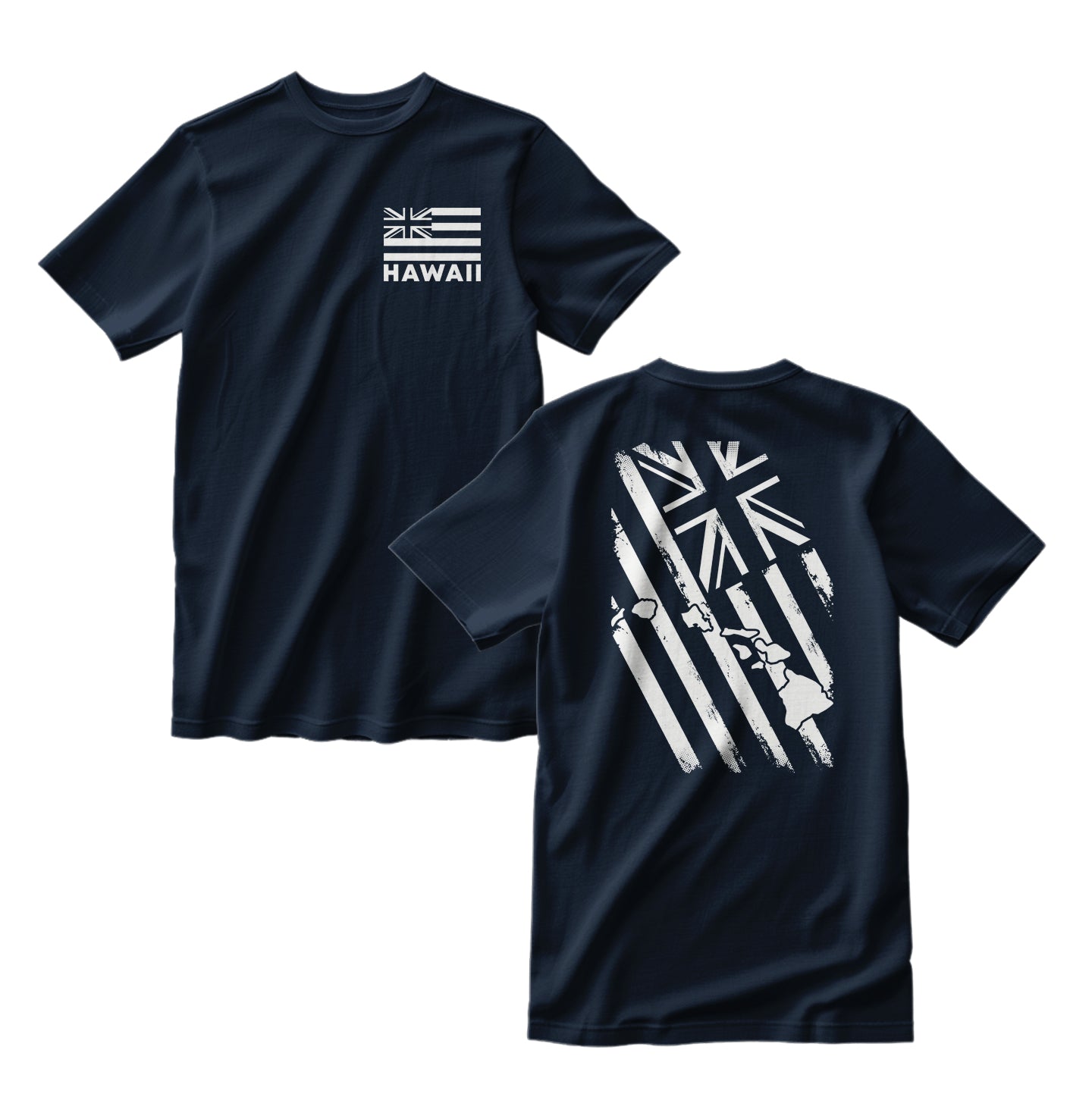 Hawaii Islands Distressed Flag Front/Back Graphic Print T-Shirt