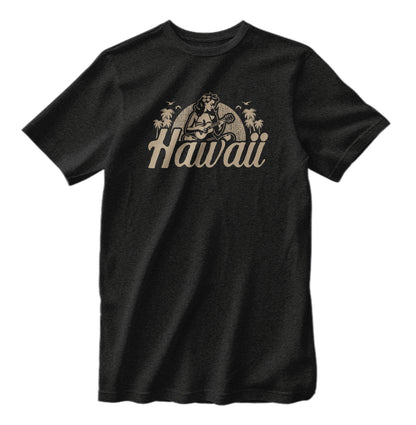 Classic Hawaii Hula Girl Ukulele Heather T-Shirt Bella Canvas