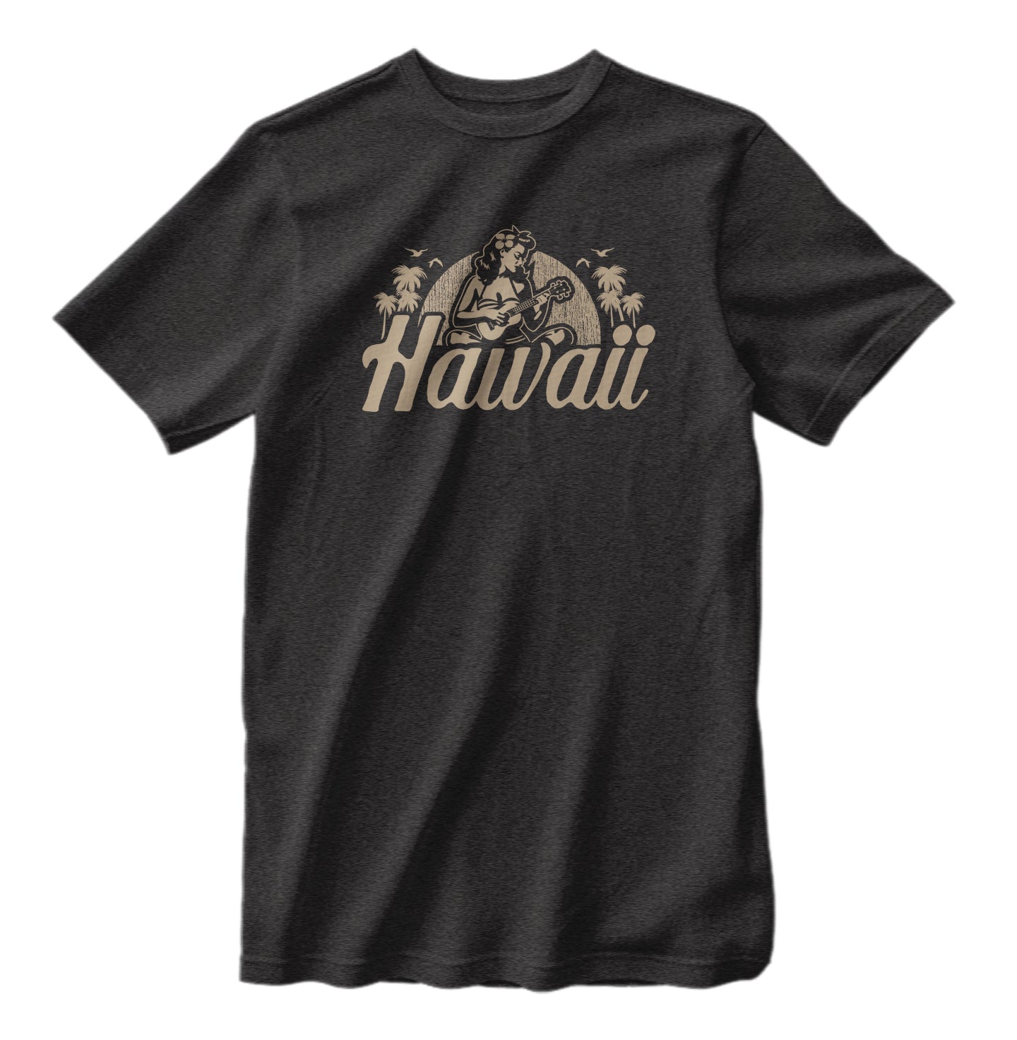 Classic Hawaii Hula Girl Ukulele Heather T-Shirt Bella Canvas