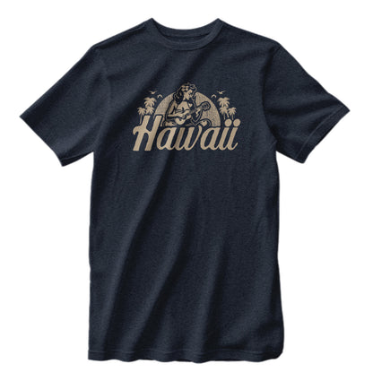 Classic Hawaii Hula Girl Ukulele Heather T-Shirt Bella Canvas