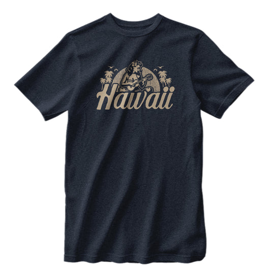 Classic Hawaii Hula Girl Ukulele Heather T-Shirt Bella Canvas