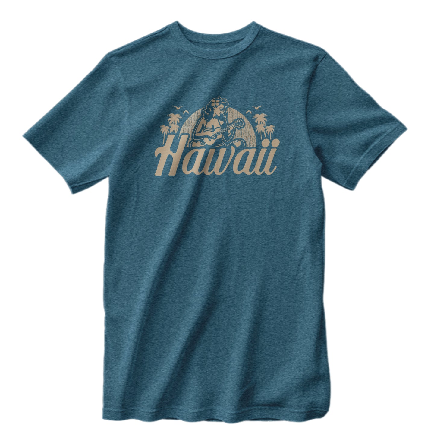 Classic Hawaii Hula Girl Ukulele Heather T-Shirt Bella Canvas