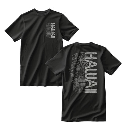 Hawaii Tiki T-Shirt Front/Back Graphics Distressed
