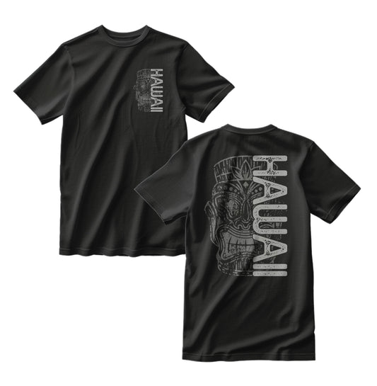 Hawaii Tiki T-Shirt Front/Back Graphics Distressed