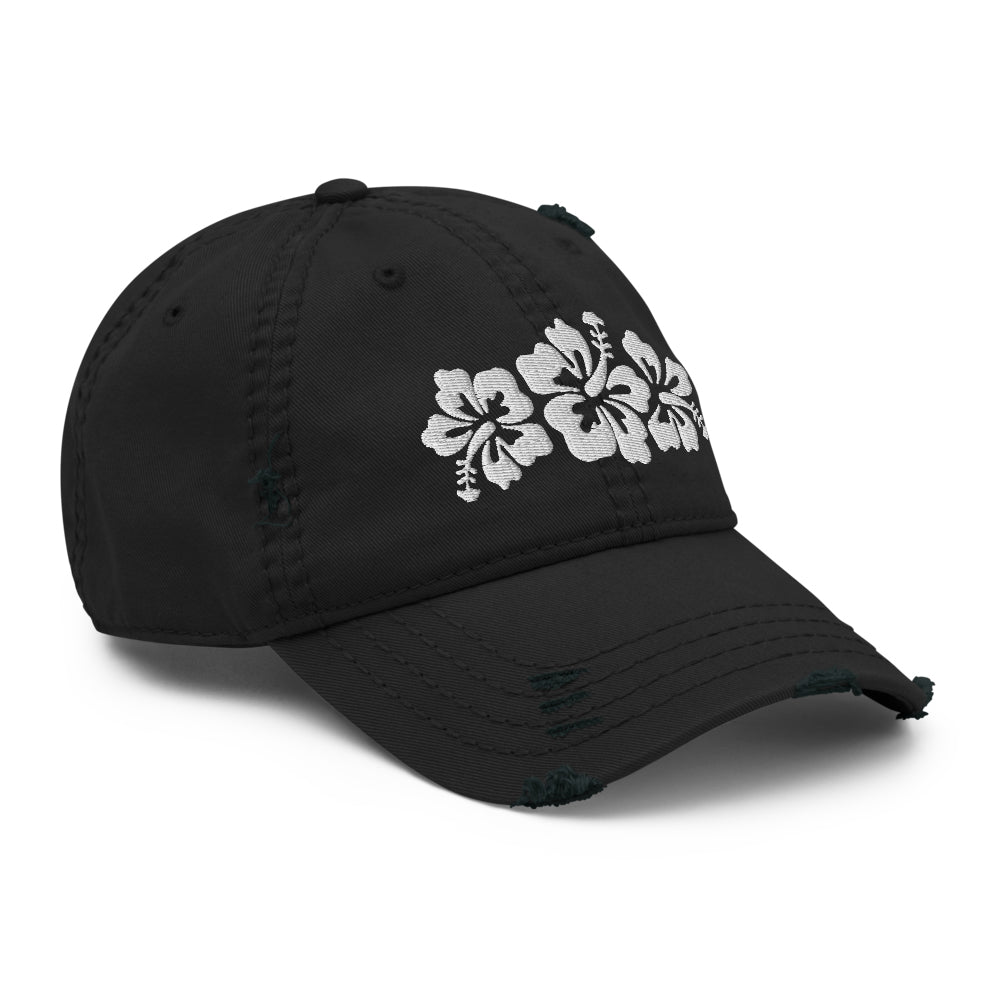 Hibiscus Flowers Distressed Dad Hat Cap Tropical Islands Aloha Hawaii Beach Surfing Summer Vacation Gift Souvenir New