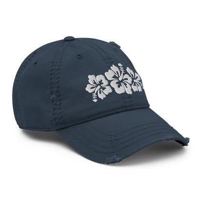 Hibiscus Flowers Distressed Dad Hat Cap Tropical Islands Aloha Hawaii Beach Surfing Summer Vacation Gift Souvenir New