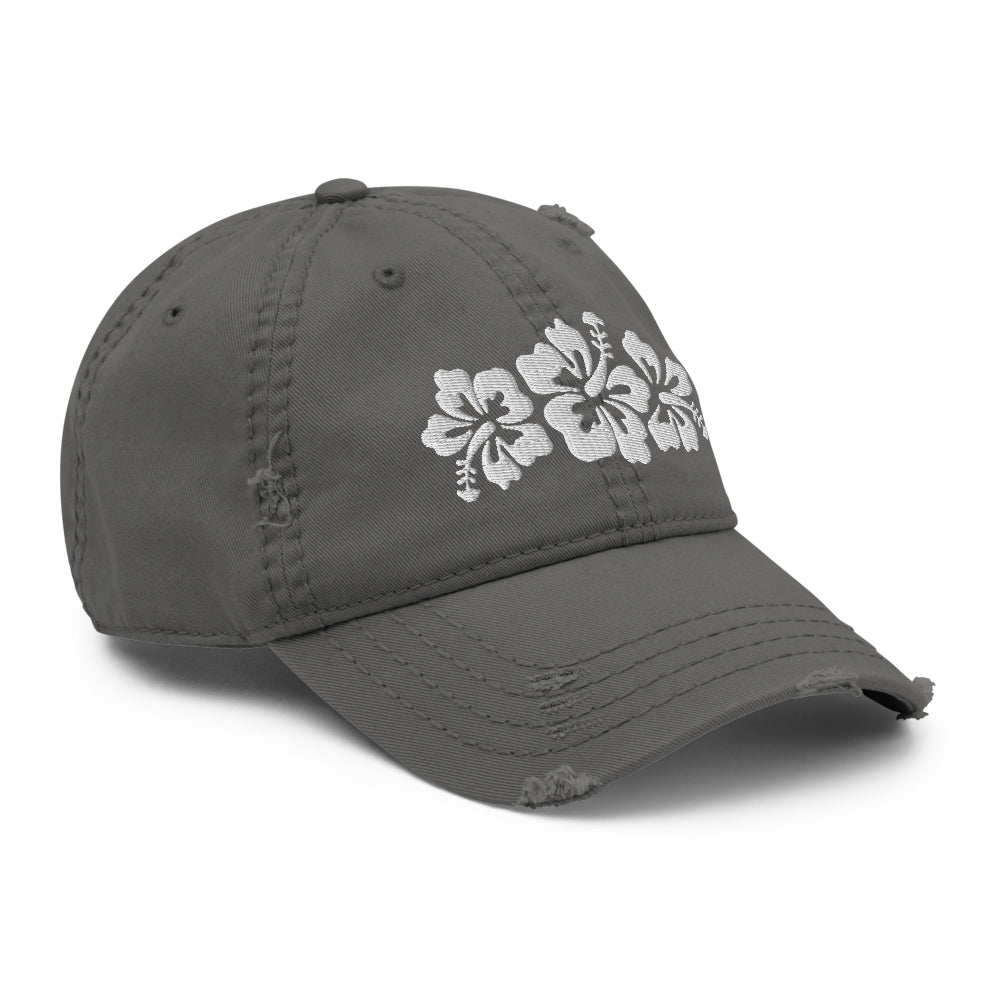 Hibiscus Flowers Distressed Dad Hat Cap Tropical Islands Aloha Hawaii Beach Surfing Summer Vacation Gift Souvenir New