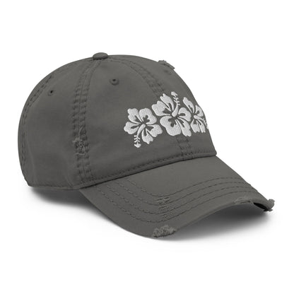 Hibiscus Flowers Distressed Dad Hat Cap Tropical Islands Aloha Hawaii Beach Surfing Summer Vacation Gift Souvenir New