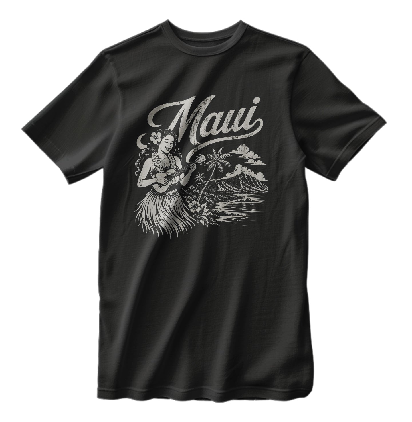 Vintage Maui Hawaii Hula Girl T-Shirt Distressed
