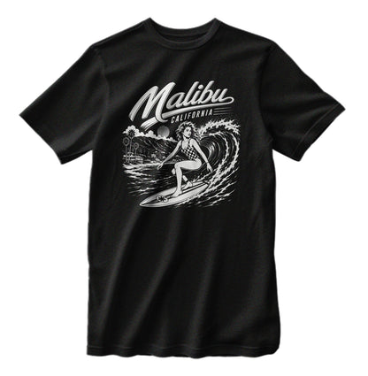 Malibu California Surfing T-Shirt Bella Canva Heather Colors
