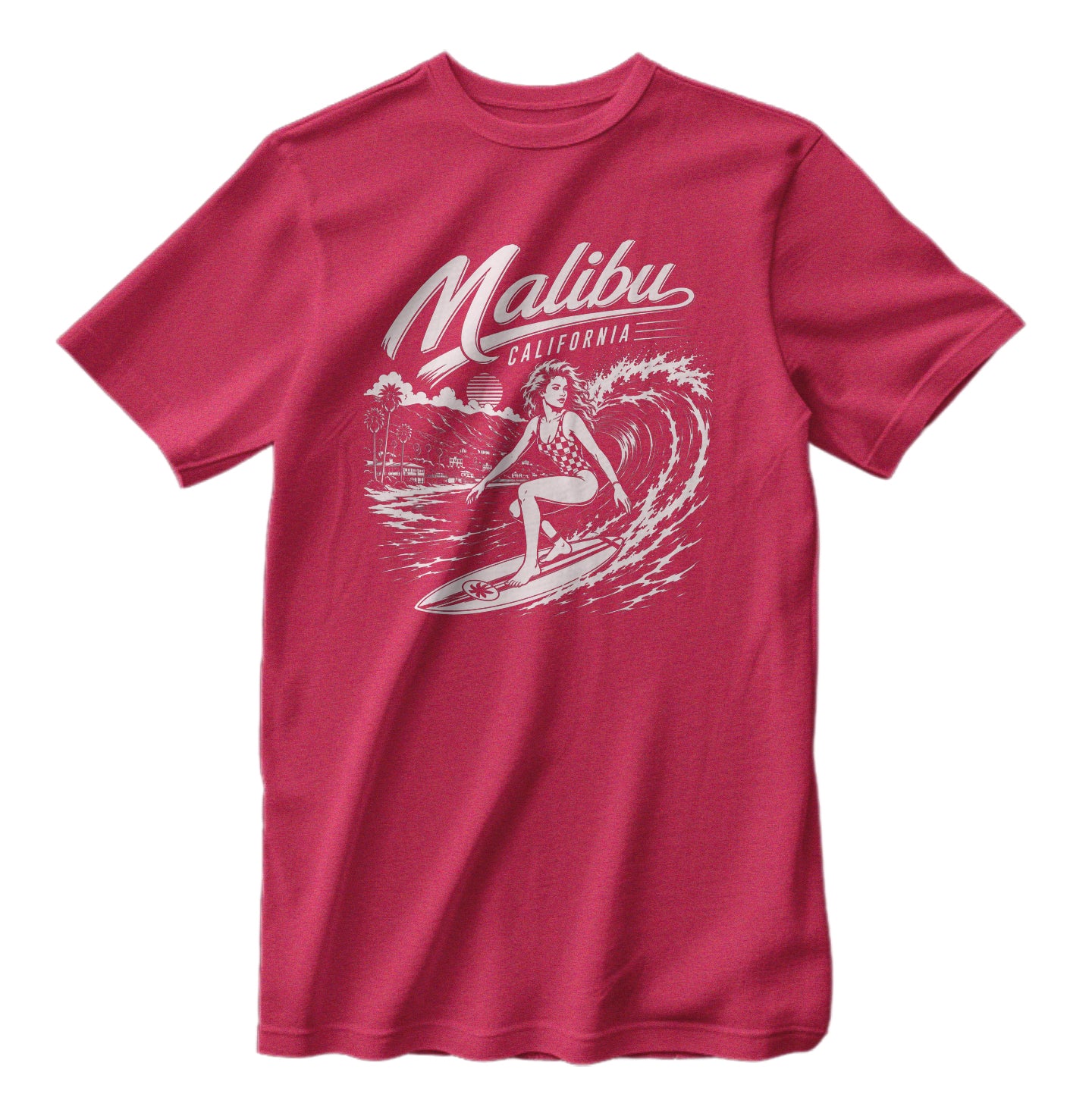 Malibu California Surfing T-Shirt Bella Canva Heather Colors