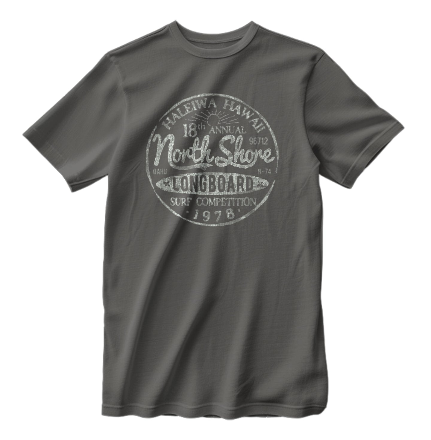 Vintage North Shore Longboard Surfing Competition Distressed T-Shirt