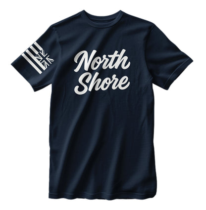 North Shore Hawaii Script T-Shirt HI Flag