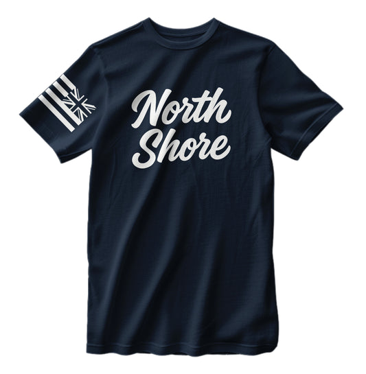 North Shore Hawaii Script T-Shirt HI Flag