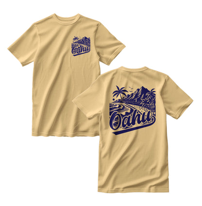 Oahu Hawaii Islands T-Shirt Original Vintage Retro Design Front/Back Graphics