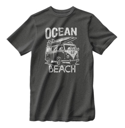Vintage Ocean Beach San Francisco California Surfing Campervan Retro T-Shirt