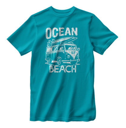 Vintage Ocean Beach San Francisco California Surfing Campervan Retro T-Shirt