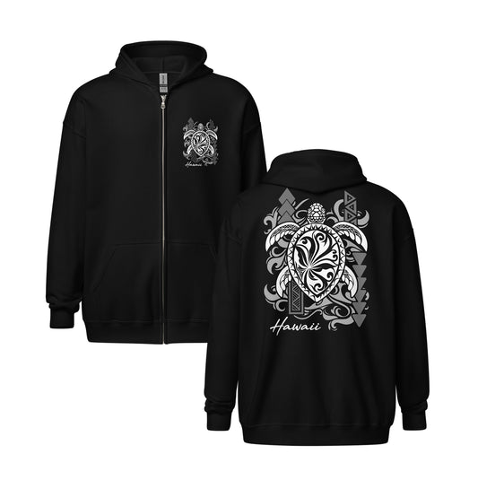 Tribal Honu Turtle Hawaii Unisex Heavy Blend Zip Hoodie