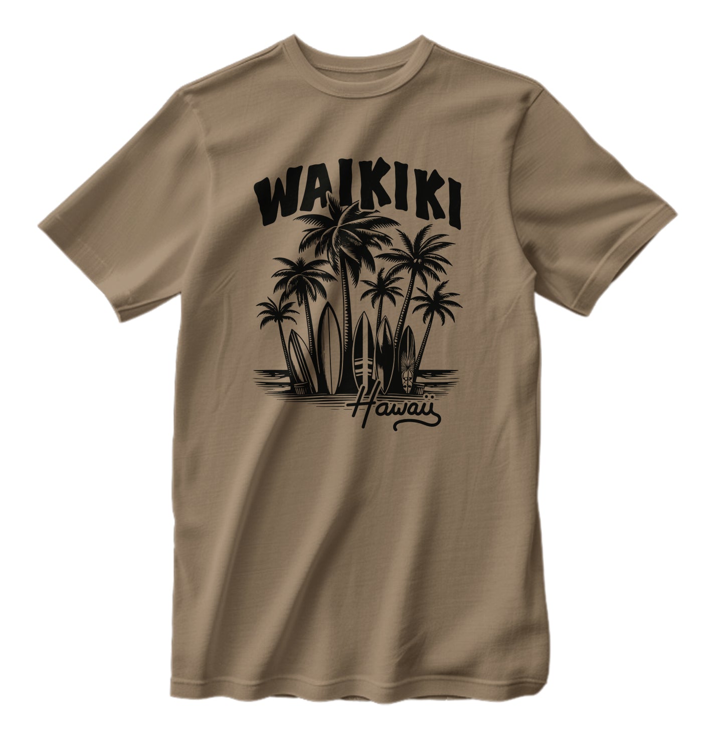 Waikiki Hawaii Retro Surfing Beach T-Shirt