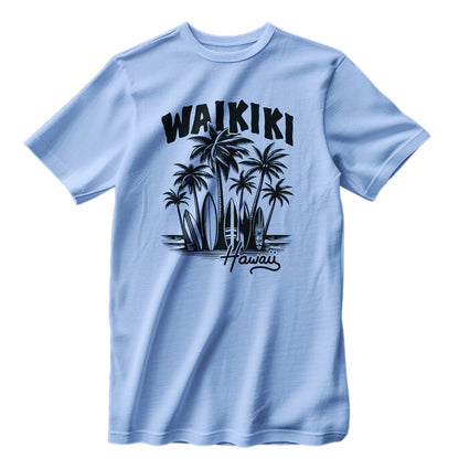 Waikiki Hawaii Retro Surfing Beach T-Shirt