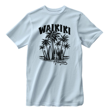 Waikiki Hawaii Retro Surfing Beach T-Shirt