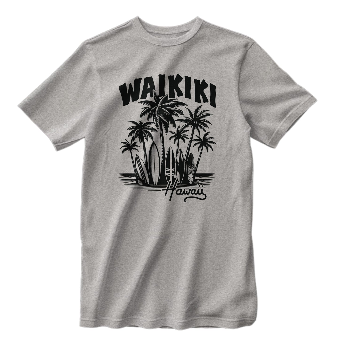 Waikiki Hawaii Retro Surfing Beach T-Shirt