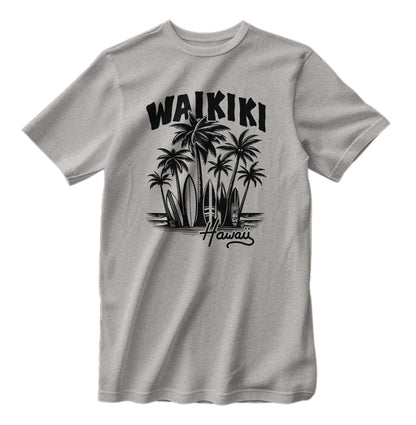 Waikiki Hawaii Retro Surfing Beach T-Shirt