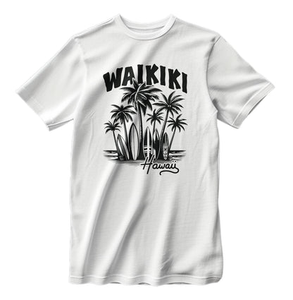 Waikiki Hawaii Retro Surfing Beach T-Shirt
