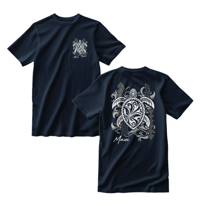 Maui Hawaii Tribal Honu Turtle T-shirt Front Back Graphics