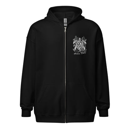 Tribal Honu Turtle Hawaii Unisex Heavy Blend Zip Hoodie